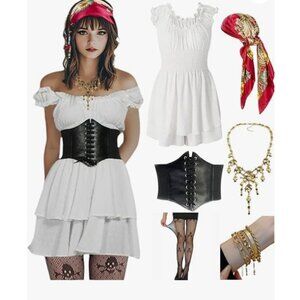 Pirate Costume Sexy Women's Pirate Romper Dress + Accessories Med - X-Large NEW!